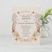 Invitation Aquarelle fleur sauvage couronne mauve orange (Debout devant)