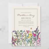 Invitation Aquarelle Fleur sauvage crème Purple Fête des Mère (Devant)