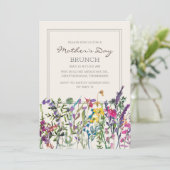 Invitation Aquarelle Fleur sauvage crème Purple Fête des Mère (Debout devant)