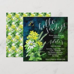 Invitation Aquarelle fleur sauvage de 60 ans