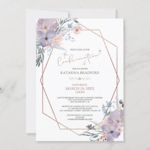 Invitation Aquarelle Fleur sauvage Dusty Blue Confirmation