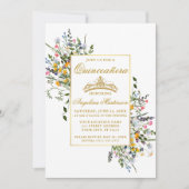 Invitation Aquarelle Fleur sauvage Dusty Blue Quinceanera (Devant)
