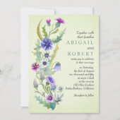 Invitation Aquarelle fleur sauvage floral vert pâle mariage (Devant)