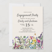 Invitation Aquarelle Fleur sauvage Floral violet Fiançailles (Devant)