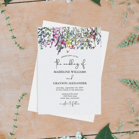 Invitation Aquarelle fleur sauvage Florale