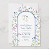 Invitation aquarelle fleur sauvage florale art arche bleue ma (Devant)
