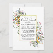 Invitation Aquarelle Fleur sauvage Gold Rose Blush Douche (Devant)