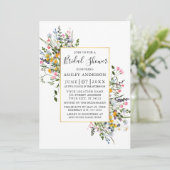 Invitation Aquarelle Fleur sauvage Gold Rose Blush Douche (Debout devant)