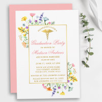 Aquarelle Fleur sauvage Gold Rose Nurse Graduation
