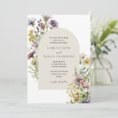 Invitation Aquarelle Fleur sauvage Jardin Arc Mariage Floral (Debout devant)