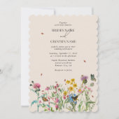Invitation Aquarelle Fleur sauvage Jardin & Insectes Mariage  (Devant)