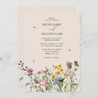 Aquarelle Fleur sauvage Jardin & Insectes Mariage