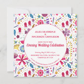 Invitation Aquarelle Fleur Sauvage Mariage de soirée Réceptio (Devant)