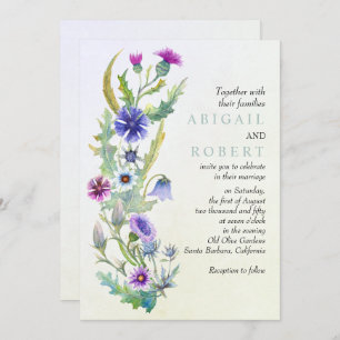 Invitation Aquarelle fleur sauvage mariage fleuri 