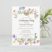 Invitation Aquarelle Fleur sauvage Meadow Graduation (Debout devant)