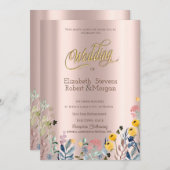 Invitation Aquarelle Fleur sauvage Meadow Rose or (Devant / Derrière)