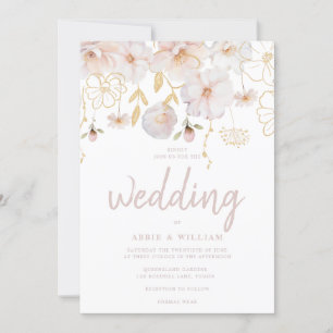 Invitation Aquarelle Fleur sauvage moderne Blush & Mariage bl