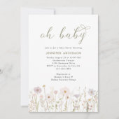 Invitation Aquarelle Fleur sauvage Oh Baby Script douche (Devant)