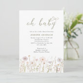 Invitation Aquarelle Fleur sauvage Oh Baby Script douche (Debout devant)