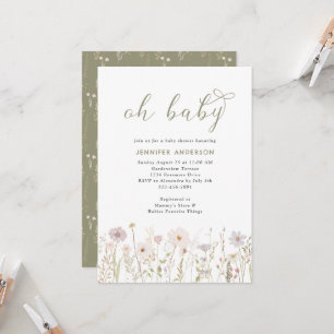 Invitation Aquarelle Fleur sauvage Oh Baby Script douche