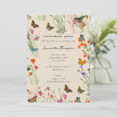 Invitation Aquarelle Fleur sauvage papillons retraite (Debout devant)