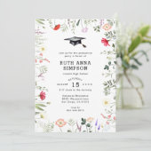 Invitation Aquarelle Fleur sauvage photo demande de diplôme (Debout devant)