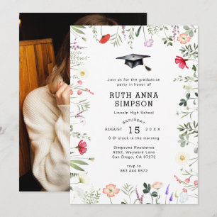 Invitation Aquarelle Fleur sauvage photo demande de diplôme