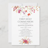 Invitation Aquarelle Fleur sauvage Première communion sainte (Devant)