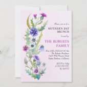 Invitation Aquarelle fleur sauvage rose Fête des Mères brunch (Devant)