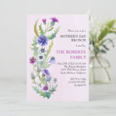 Invitation Aquarelle fleur sauvage rose Fête des Mères brunch (Debout devant)