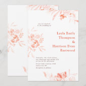 Invitation Aquarelle Fleur sauvage rose fleurs Mariage Invita (Devant / Derrière)