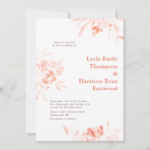 Invitation Aquarelle Fleur sauvage rose fleurs Mariage Invita