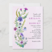 Invitation Aquarelle fleur sauvage rose mariage (Devant)