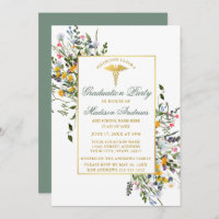 Aquarelle Fleur sauvage Sage Green Nurse Grad Part