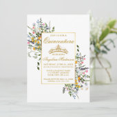 Invitation Aquarelle Fleur sauvage Sage Green Quinceanera (Debout devant)