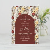 Invitation Aquarelle fleur sauvage terracotta jaune arqué (Debout devant)