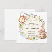 Invitation Aquarelle Fleur Sauvage |  Thé Party (Devant / Derrière)
