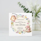 Invitation Aquarelle Fleur Sauvage |  Thé Party (Debout devant)