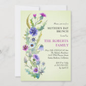 Invitation Aquarelle fleur sauvage verte Fête des Mères Brunc (Devant)
