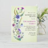 Invitation Aquarelle fleur sauvage verte Fête des Mères Brunc (Debout devant)
