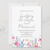 Invitation Aquarelle Fleur verte Mariage Script (Devant)