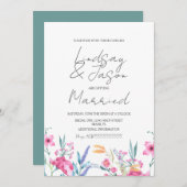 Invitation Aquarelle Fleur verte Mariage Script (Devant / Derrière)