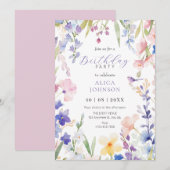 Invitation Aquarelle fleurie anniversaire de printemps Invita (Devant / Derrière)