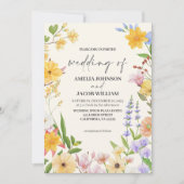 Invitation Aquarelle fleurie beurre jaune printemps (Devant)