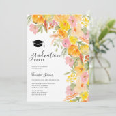 Invitation Aquarelle fleurie bohème graduation en terre cuite (Debout devant)