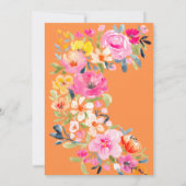 Invitation Aquarelle fleurie bohème orange douche nuptiale (Dos)