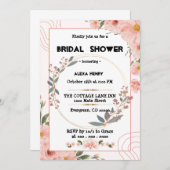 Invitation aquarelle fleurie boho, fille bébé (Devant / Derrière)