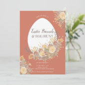 Invitation Aquarelle fleurie chic or brunch de pâques chasse (Debout devant)