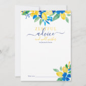 Invitation Aquarelle fleurie citrons jaune bleu conseil de ma (Devant)