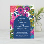 Invitation Aquarelle fleurie et botanique rose nuptiale (Debout devant)